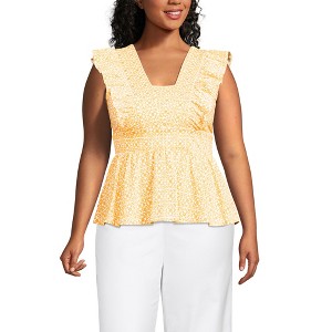 Lands' End Women's Lightweight Jersey Ruffle Peplum Top - 1 of 3