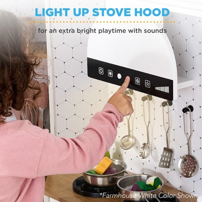 Pink Wooden Corner Kitchen Playset with Lights and Sounds