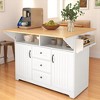 55.7" Kitchen Island Cart with Dual Drop Leaf, Storage Cabinet, 3 Drawers, Towel & Spice Rack, Rolling Folding Dining Table, Kitchen Cabinets - 3 of 4