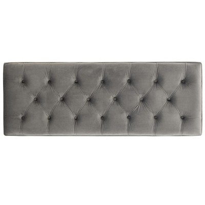 Transitional 48'' Gray Velvet Bench with Acrylic Legs