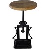 HomeRoots Natural and Black Solid Wood and Iron Backless Adjustable Height Bar Chair - 4 of 4
