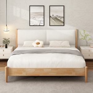 Christopher Knight Home Boran Contemporary Rubberwood Bed with Upholstered Headboard - 1 of 4