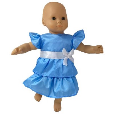 Doll Clothes Superstore Blue Ruffle Dress Fits `15-16 Inch Baby Dolls