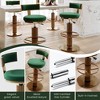 POVISON Modern Luxury Adjustable Height Swivel Velvet Fabric Bar Stools Set of 2, Green - 3 of 4