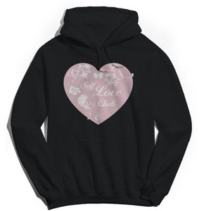 Rerun Island Men's Self Love Club Heart Long Sleeve Graphic Cotton Sweatshirt Hoodie - 1 of 4
