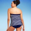 Lands' End Women's UPF 50 Striped Bandeau Tankini Top - Navy Blue - image 4 of 4