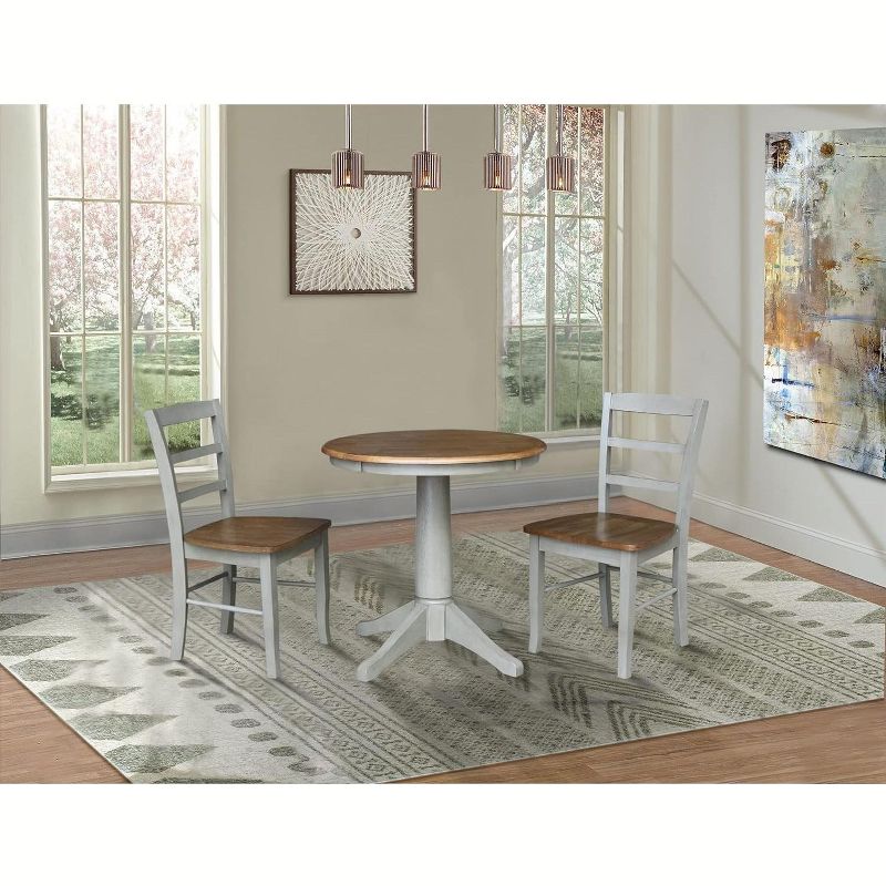 International Concepts International Concepts  30 inches  Round Top Pedestal Dining Table with 2 Madrid Ladderback Chairs - 3 Piece Dining Set, 1 of 2