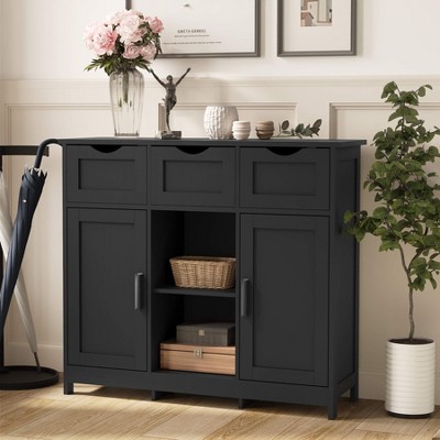 ORRD Storage Cabinet with Drawers and Shelves, Living Room, Bedroom, Decorative Cabinet (Black)