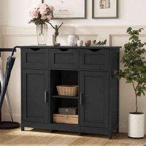 ORRD Storage Cabinet with Drawers and Shelves, Living Room, Bedroom, Decorative Cabinet (Black) - 1 of 4