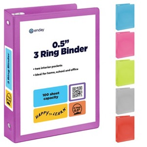 3 Ring Binder Clear View Cover with 2 Inside Pockets, Colored School Supplies Office and Home Binders – by Enday - 1 of 4