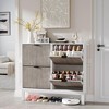 Shoe Storage Cabinet with 2 Flip Drawers, Fluted Freestanding Shoe Organizer with Metal Legs, Slim Hidden Shoe Rack for Entryway, Foyer - 4 of 4
