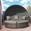 Resenkos 4-Piece Round Convertible Daybed with Cushions, Outdoor Sectional Furniture, PE Rattan, - 3 of 4