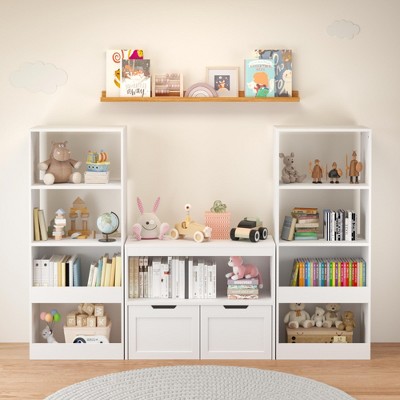 Vynxaria Book Organizer & Toy Storage Cabinet, Stylish Storage Solution for Kids' Room, Playroom & Nursery in White