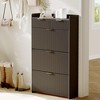 Whizmax Modern Shoe Cabinet - 3 Flip Drawers + 2 Small Drawers & Hook, Slim Fluted Entryway Organizer, Narrow Storage - 3 of 4