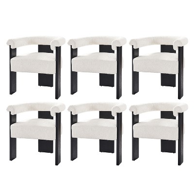 Gerry Boucle Dining Chair Set of 6 With Round Solid Back|ARTFUL LIVING DESIGN