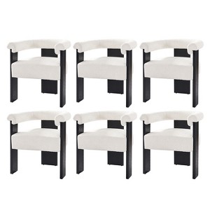 Gerry Boucle Dining Chair Set of 6 With Round Solid Back|ARTFUL LIVING DESIGN - 1 of 4