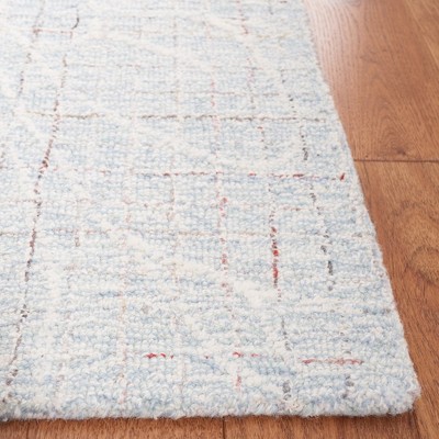 Blue and Ivory Floral Hand-Tufted Wool Area Rug, 3' x 5'