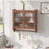 24.8''Glass Door Vintage Double Door Wall Cabinet With Three Tiers of Storage With Towel Rack - 4 of 4