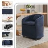 Modern Upholstered Swivel Dining Chair with Chenille Fabric, Ergonomic Backrest & 360° Casters, Soft Cushion, Compact Design-Cuddlewood - 2 of 4