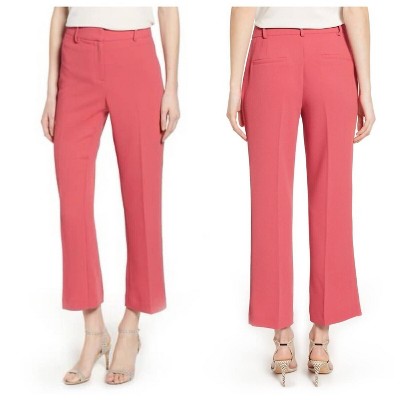 Women's Crepe Kick Flare Ankle Coral Poppy Cropped Pants - 1.STATE