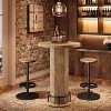 Lantine Round Bar Table with 2 stools, Pub Cocktail Table Bistro Sets with Metal Ring Footrest for Kitchen, Apartment, Small Space - 4 of 4