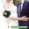 Unique Bargains Wedding Groom Suit Ribbon Rose Flower Lapel Pin with Gold Leaf 1 Pc - 4 of 4