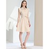 Allegra K Women's Cotton Ruffled Cap Sleeve Tie Waist Button Casual Office Shirt Dress - 3 of 4