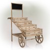 Novelty Wooden Cart Plant Stand with Chalkboard - Alpine Corporation - 3 of 4