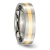 Black Bow Jewelry 6mm Titanium & 14k Gold Inlay Flat Polished Standard Fit Band - 4 of 4