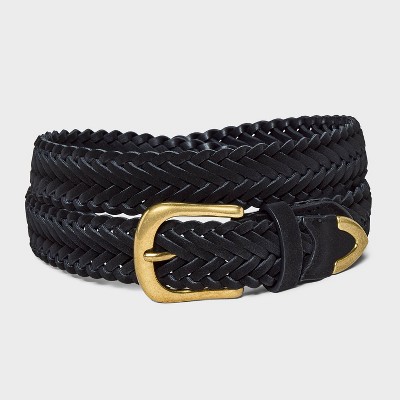 Women's Woven Suede Belt - Universal Thread™ Black