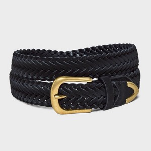 Women's Woven Suede Belt - Universal Thread™ Black - 1 of 4