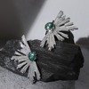 SOHI Women's Emerald Green Metallic Flora Drop Earrings - 2 of 4