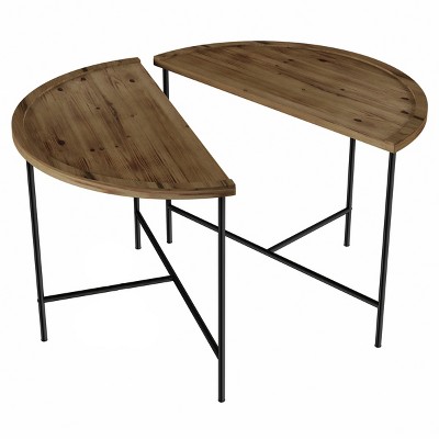 Hastings Home Modern Half Moon Coffee Tables - Set of 2