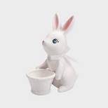 6.5" Ceramic Easter Bunny Decorative Figurine with Basket - Spritz™