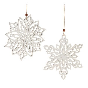 Melrose Wood Snowflake Ornament (Set of 12) - 1 of 4