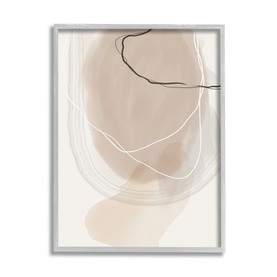 Stupell Modern Abstract Brown Tan Design Framed Giclee