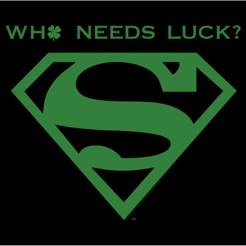 Boy's Superman St. Patrick's Day Who Needs Luck? T-Shirt, 2 of 6
