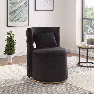 Dsvimoy Accent Chair 360 Degree Swivel Chair with Storage and Gold Base for Living Room, Black, 31"*24.5"*23" - 1 of 4