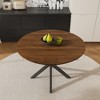 Lirago Round Dining Table Carbon Steel Base Modern Simple Solid Wood Veneer for 6 Person  29.53"H x43.31"D x59.06"W - 4 of 4