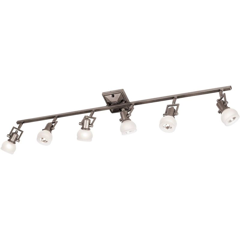 Pro Track Chace 6-Head LED Complete Ceiling Track Light Fixture Kit GU10 Adjustable Silver Brushed Nickel Finish Glass Modern Kitchen Dining 50" Wide, 1 of 8