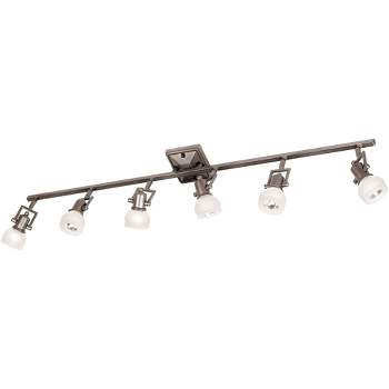 Pro Track Chace 6-Head LED Complete Ceiling Track Light Fixture Kit GU10 Adjustable Silver Brushed Nickel Finish Glass Modern Kitchen Dining 50" Wide