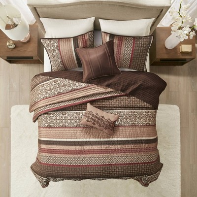 5pc Full/Queen Cambridge Quilted Coverlet Set Red