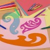 Jerry's Artarama Elodie's Curvy Stencil Set of 3 – Beginner Level Stencils in Purple, Orange & Blue – Artist Supplies with Dual Inking Edges & - 2 of 4