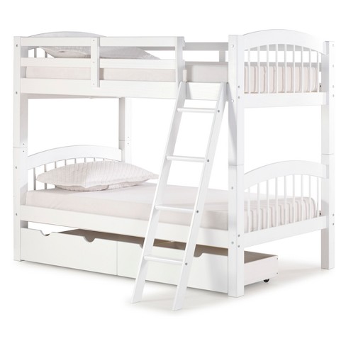 Spindle Twin Over Twin Bunk Bed With Storage Drawers Bolton