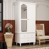FUFU&GAGA White Wardrobe with Mirror-Door 3-Drawer: Traditional Elegance Armoire - 2 of 4
