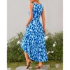 Womens Floral Sundress A-Line Sleeveless Highwaist Maxi Dress Flowy Faux Wrap Maxi Dress with Flounce Hem - 2 of 4