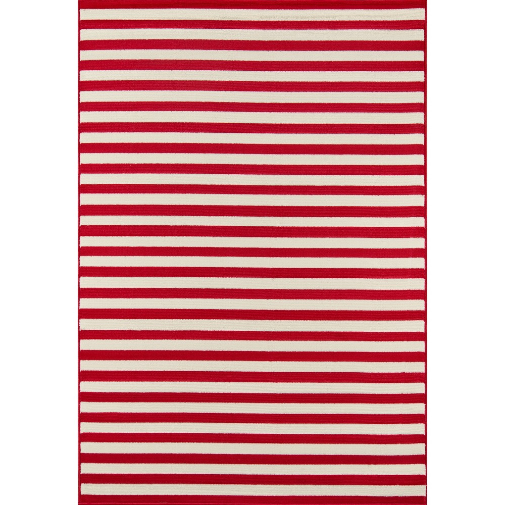 Indoor/Outdoor Stripes Area Rug - Red (3'11inx5'7in)