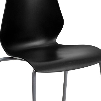 Hercules Series 770 lb. Black Polypropylene Stack Chair with Lumbar Support
