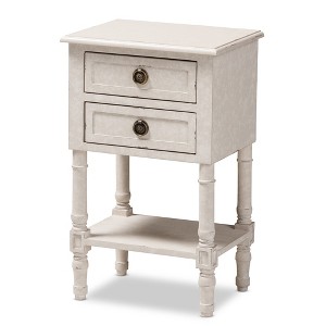 Baxton Studio Lenore Country Cottage Farmhouse 2 Drawer Nightstand White: Bedside Table with Anti-Tip Hardware - 1 of 4