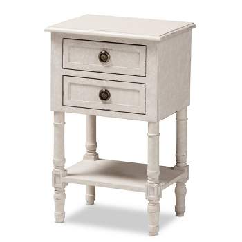Lenore Country Cottage Farmhouse 2 Drawer Nightstand White - Baxton Studio